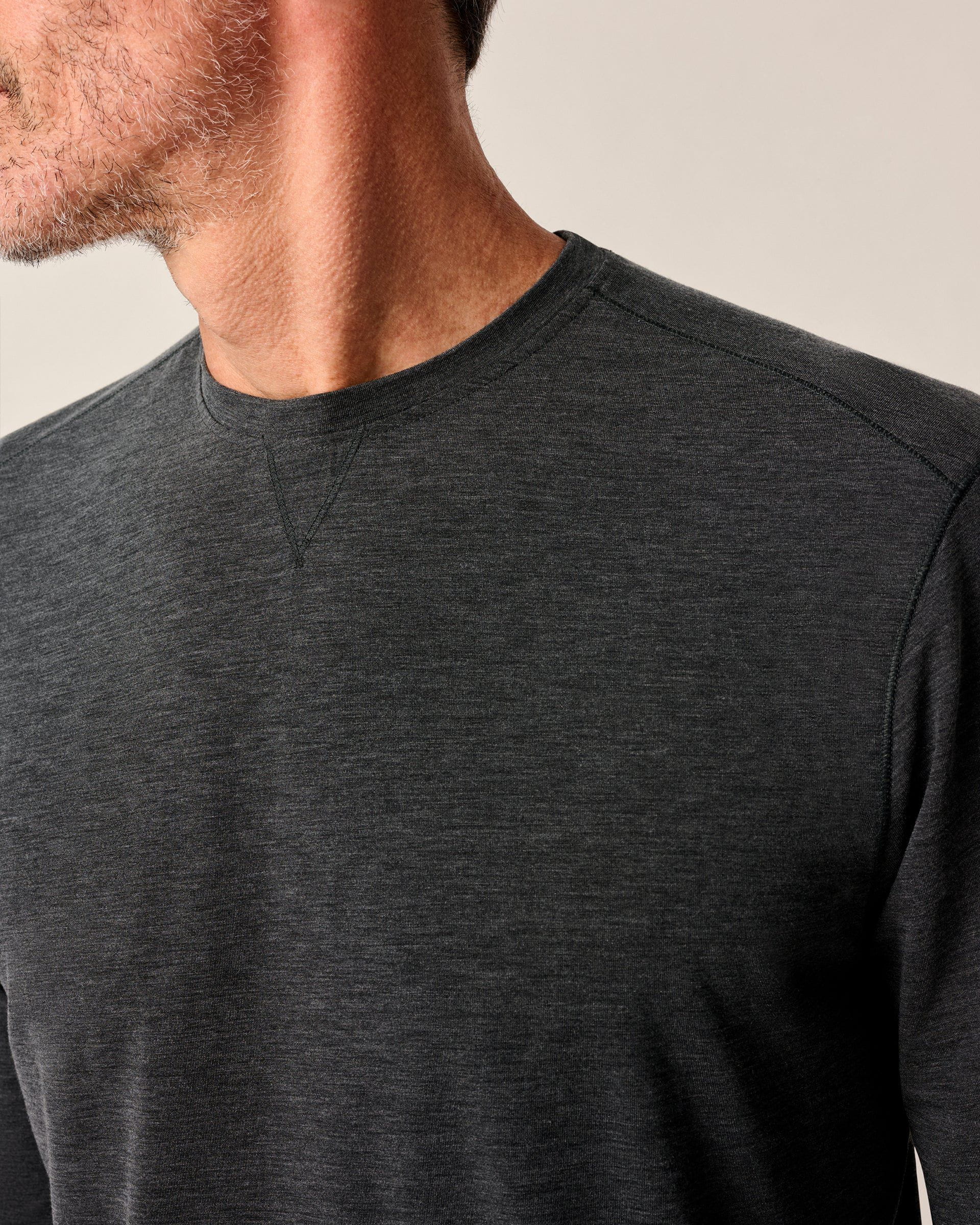 Johnnie-O The Course Performance T-Shirt - Long Sleeve, Heather Black