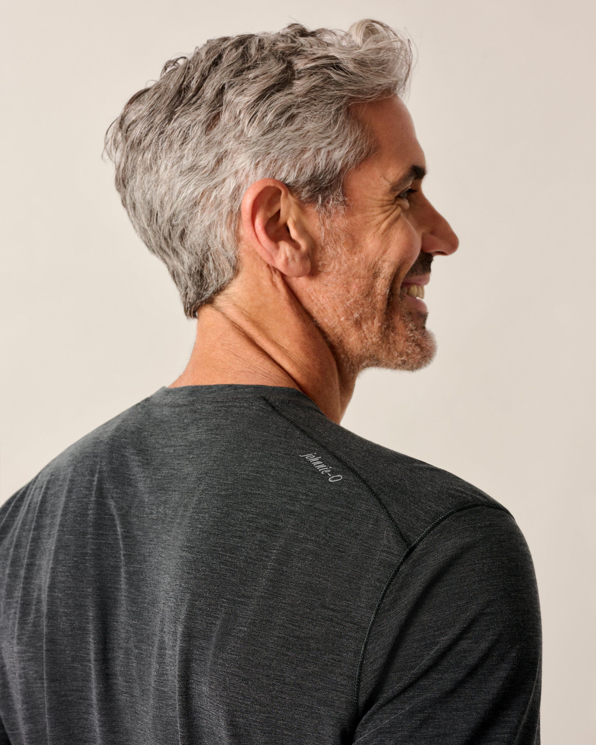 Johnnie-O The Course Performance T-Shirt - Long Sleeve, Heather Black
