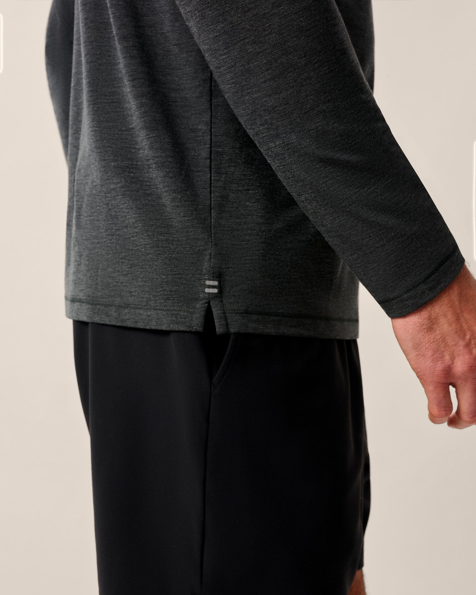 Johnnie-O The Course Performance T-Shirt - Long Sleeve, Heather Black