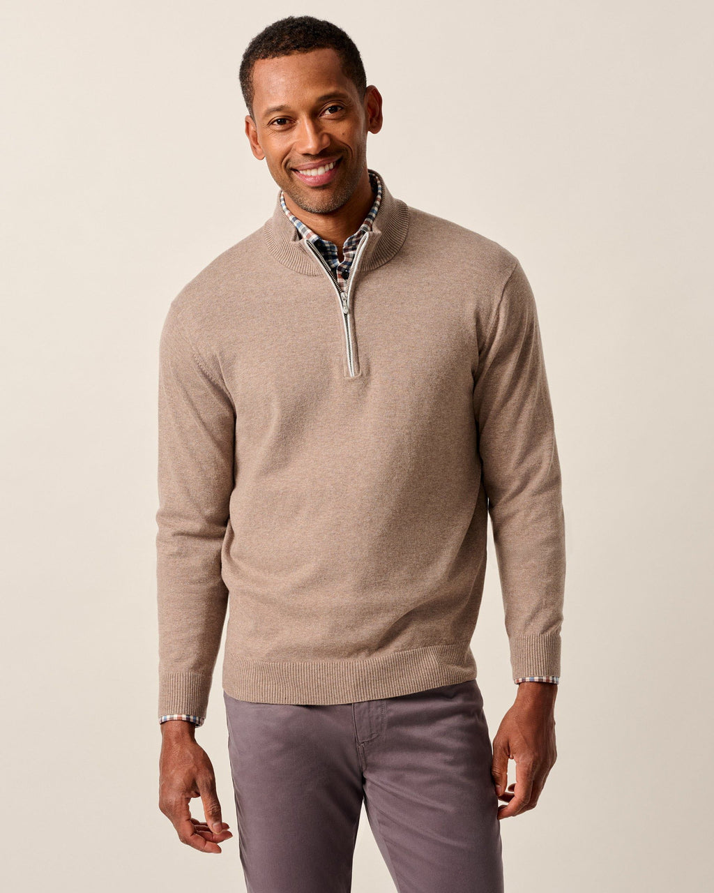Johnnie-O Desmond Plaited Cotton Blend 1/4 Zip Sweater