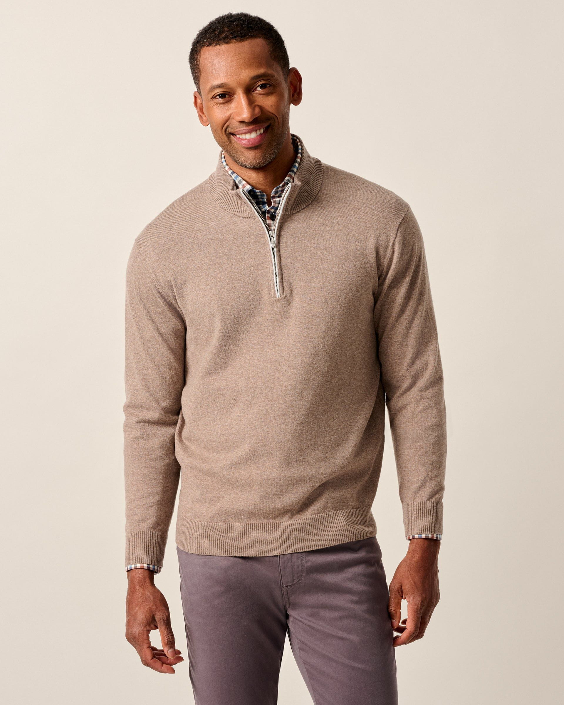 Johnnie-O Desmond Plaited Cotton Blend 1/4 Zip Sweater