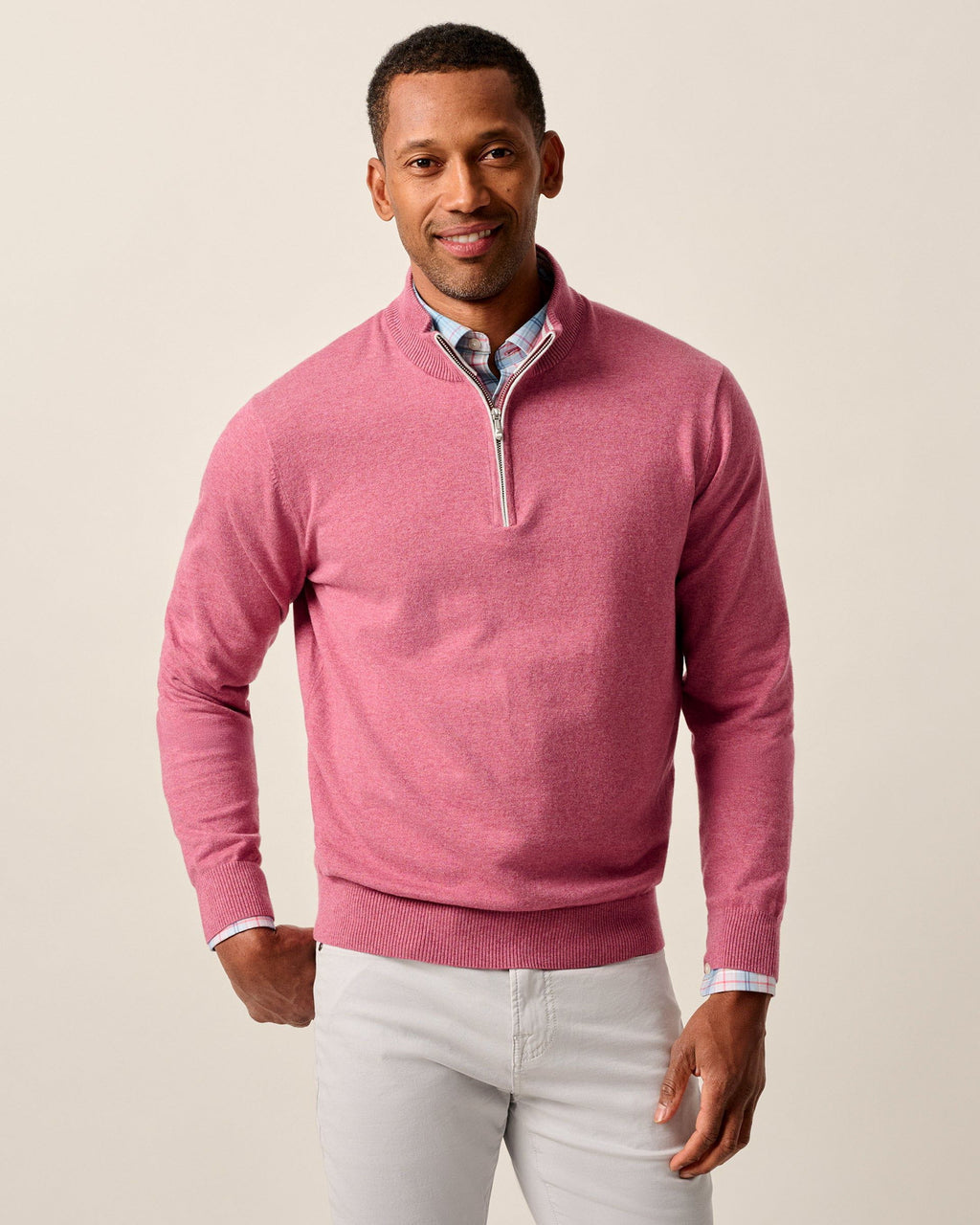 Johnnie-O Desmond Plaited Cotton Blend 1/4 Zip Sweater