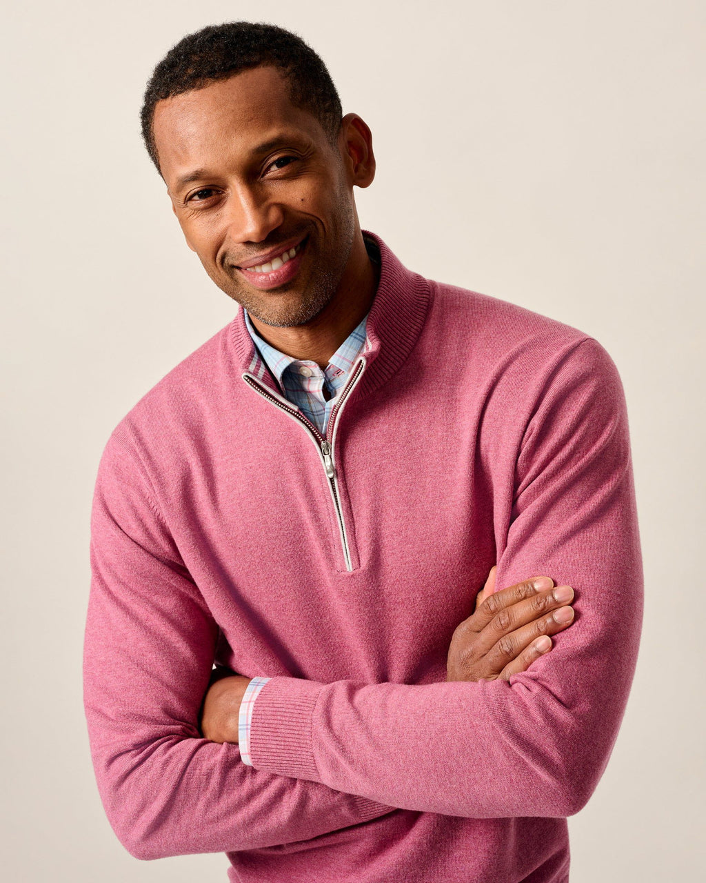 Johnnie-O Desmond Plaited Cotton Blend 1/4 Zip Sweater