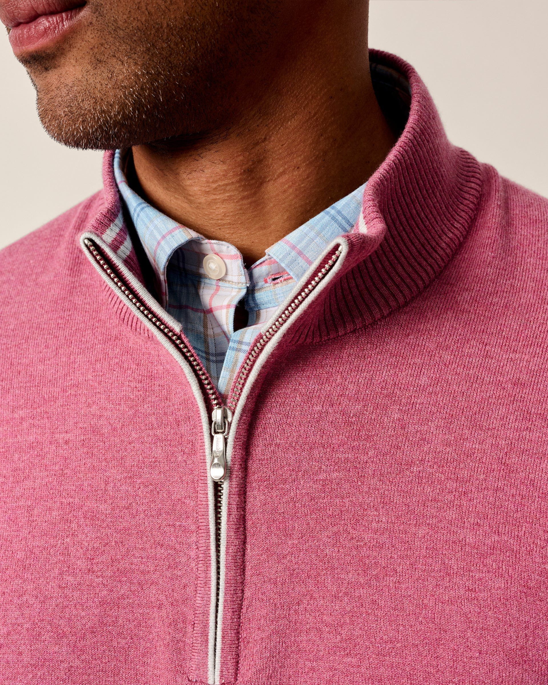 Johnnie-O Desmond Plaited Cotton Blend 1/4 Zip Sweater