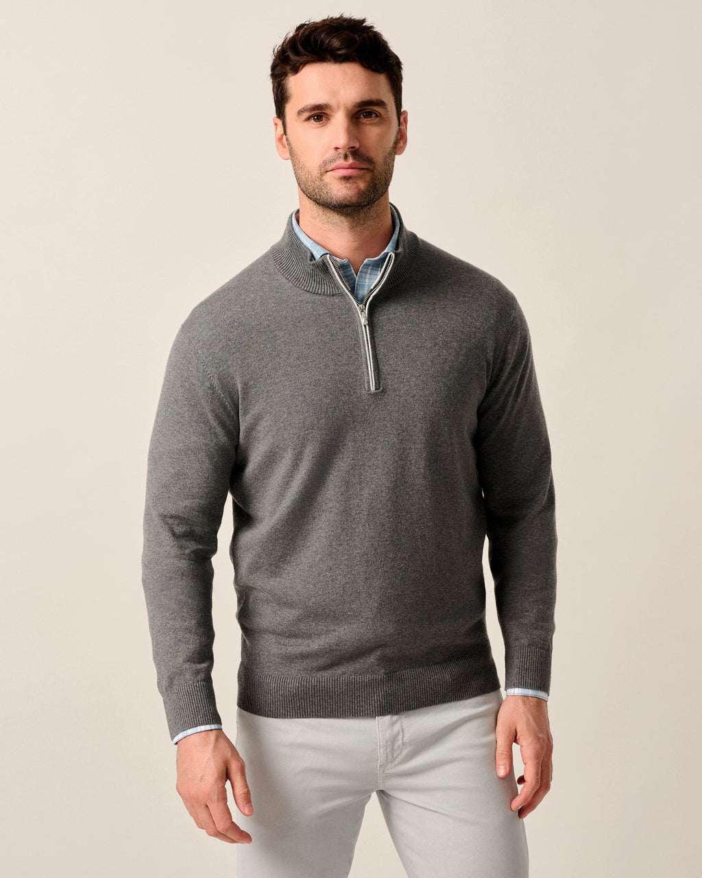 Johnnie-O Desmond Plaited Cotton Blend 1/4 Zip Sweater