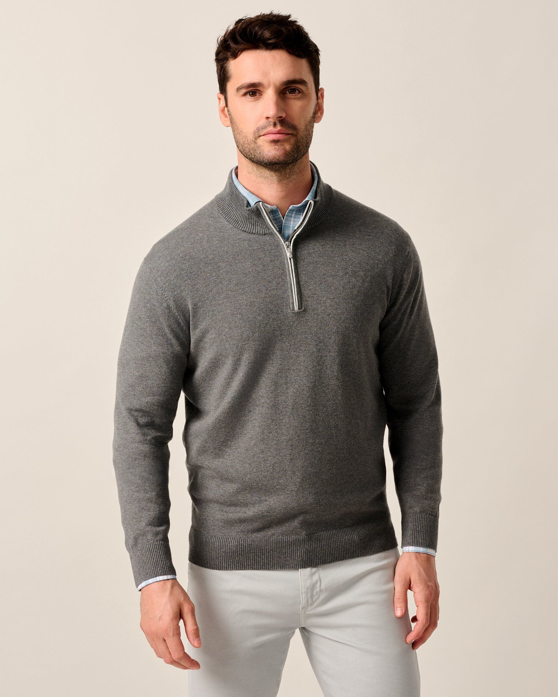 Johnnie-O Desmond Plaited Cotton Blend 1/4 Zip Sweater