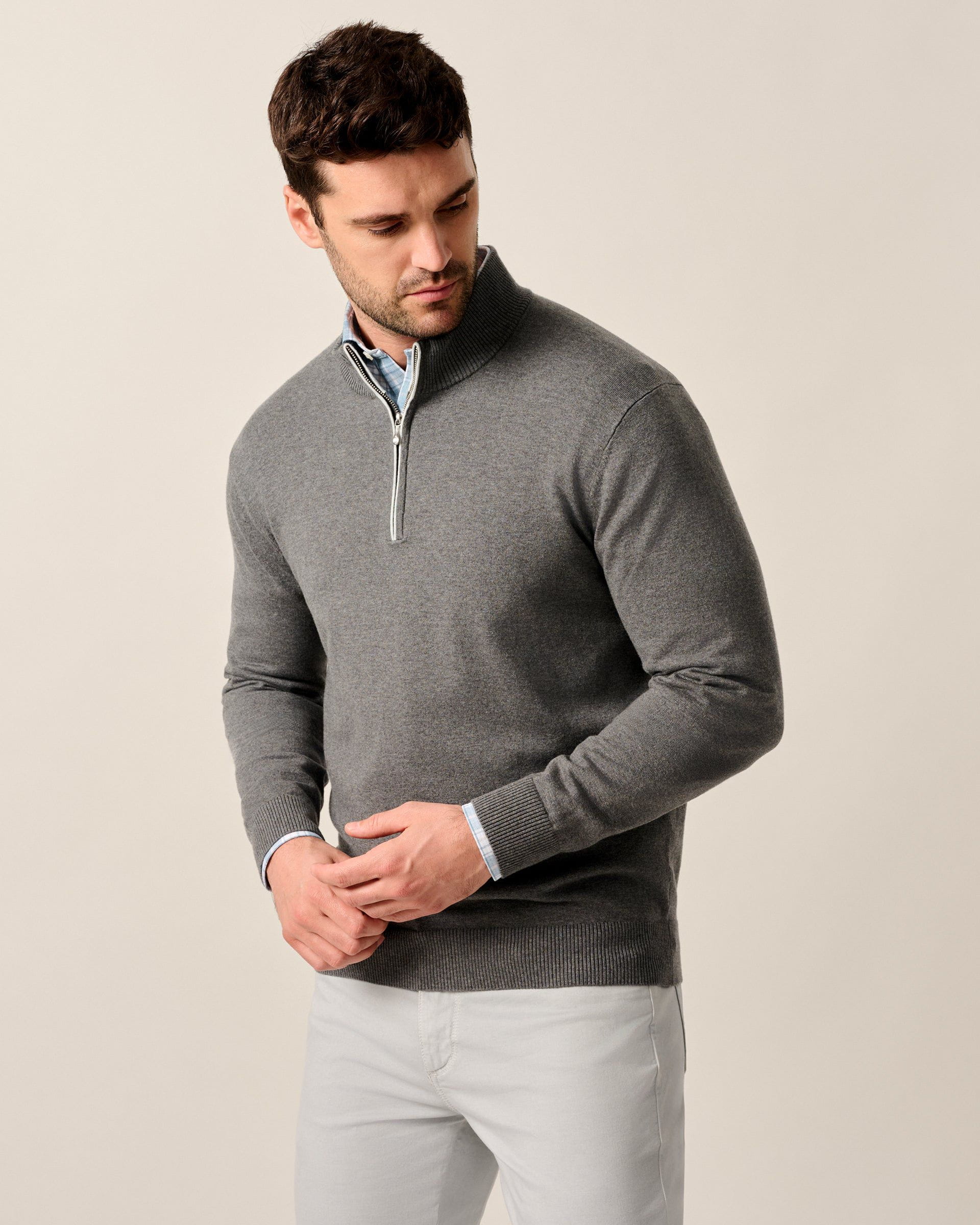 Johnnie-O Desmond Plaited Cotton Blend 1/4 Zip Sweater