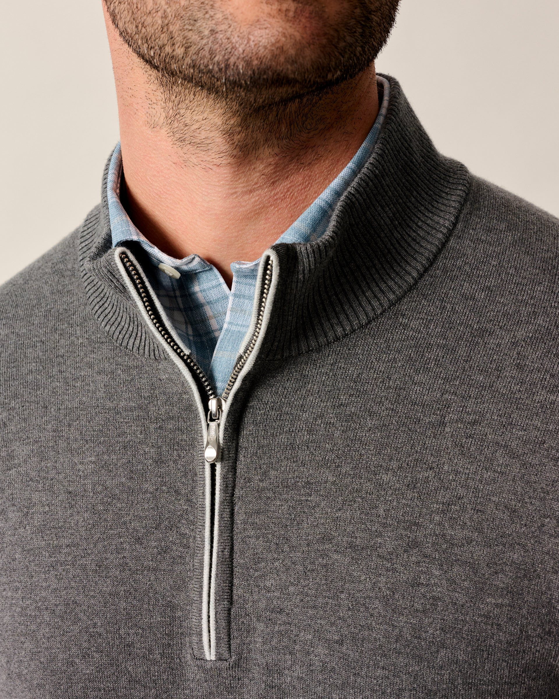 Johnnie-O Desmond Plaited Cotton Blend 1/4 Zip Sweater