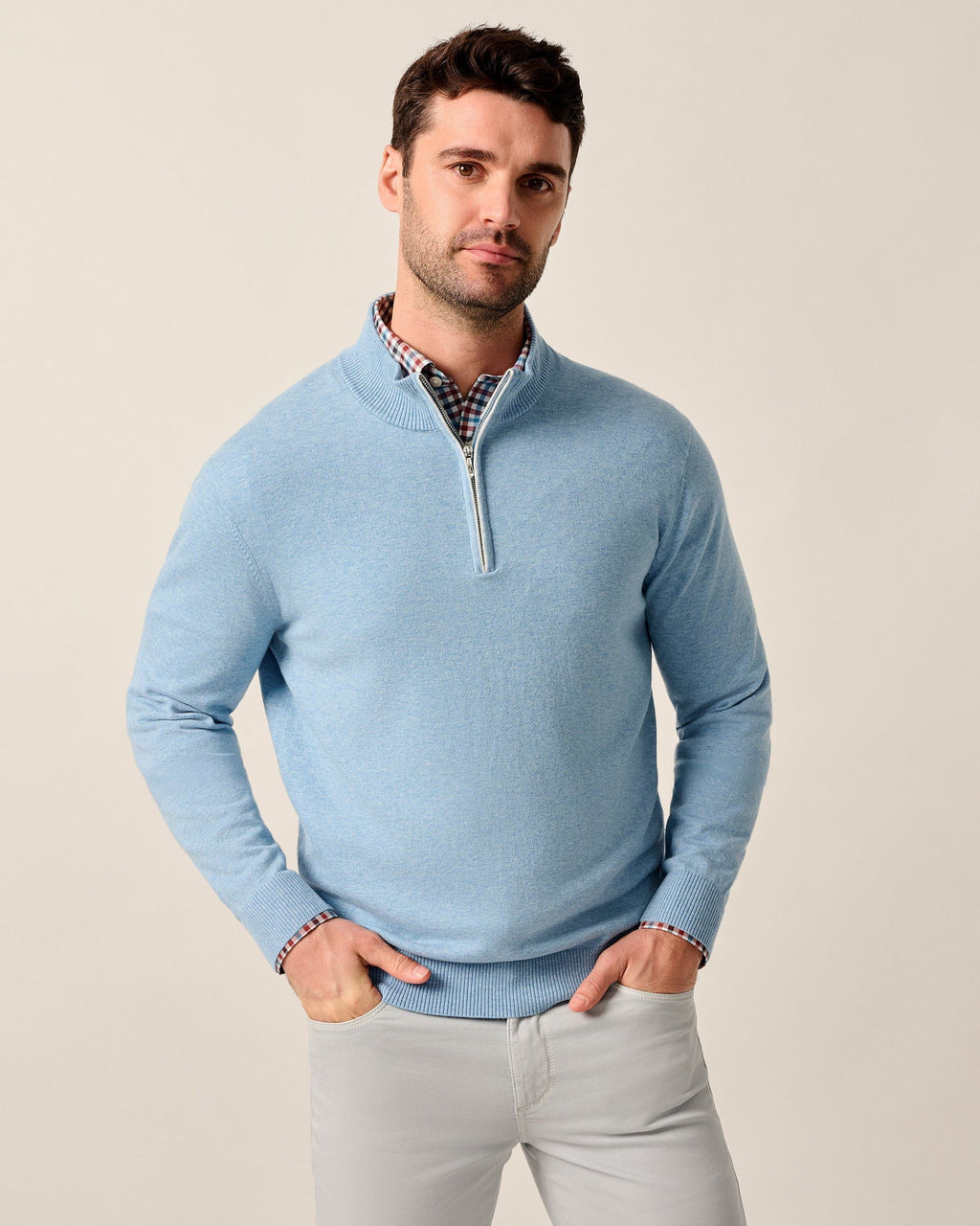Johnnie-O Desmond Plaited Cotton Blend 1/4 Zip Sweater