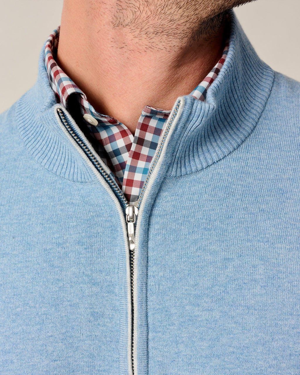 Johnnie-O Desmond Plaited Cotton Blend 1/4 Zip Sweater, Infinity
