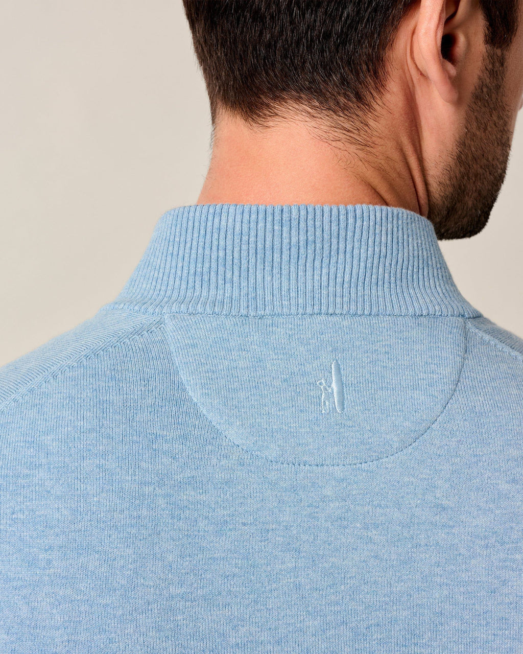 Johnnie-O Desmond Plaited Cotton Blend 1/4 Zip Sweater, Infinity