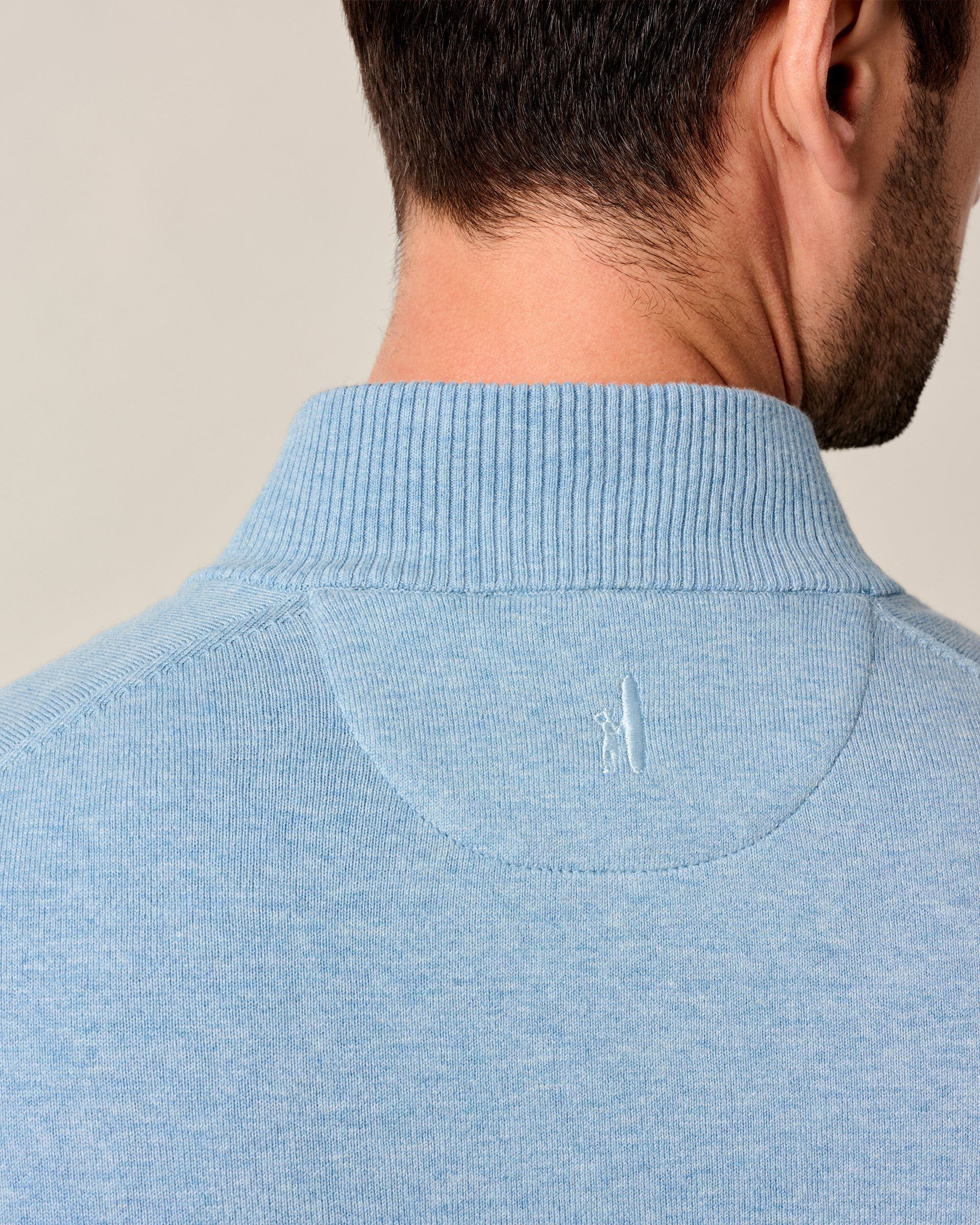 Johnnie-O Desmond Plaited Cotton Blend 1/4 Zip Sweater, Infinity