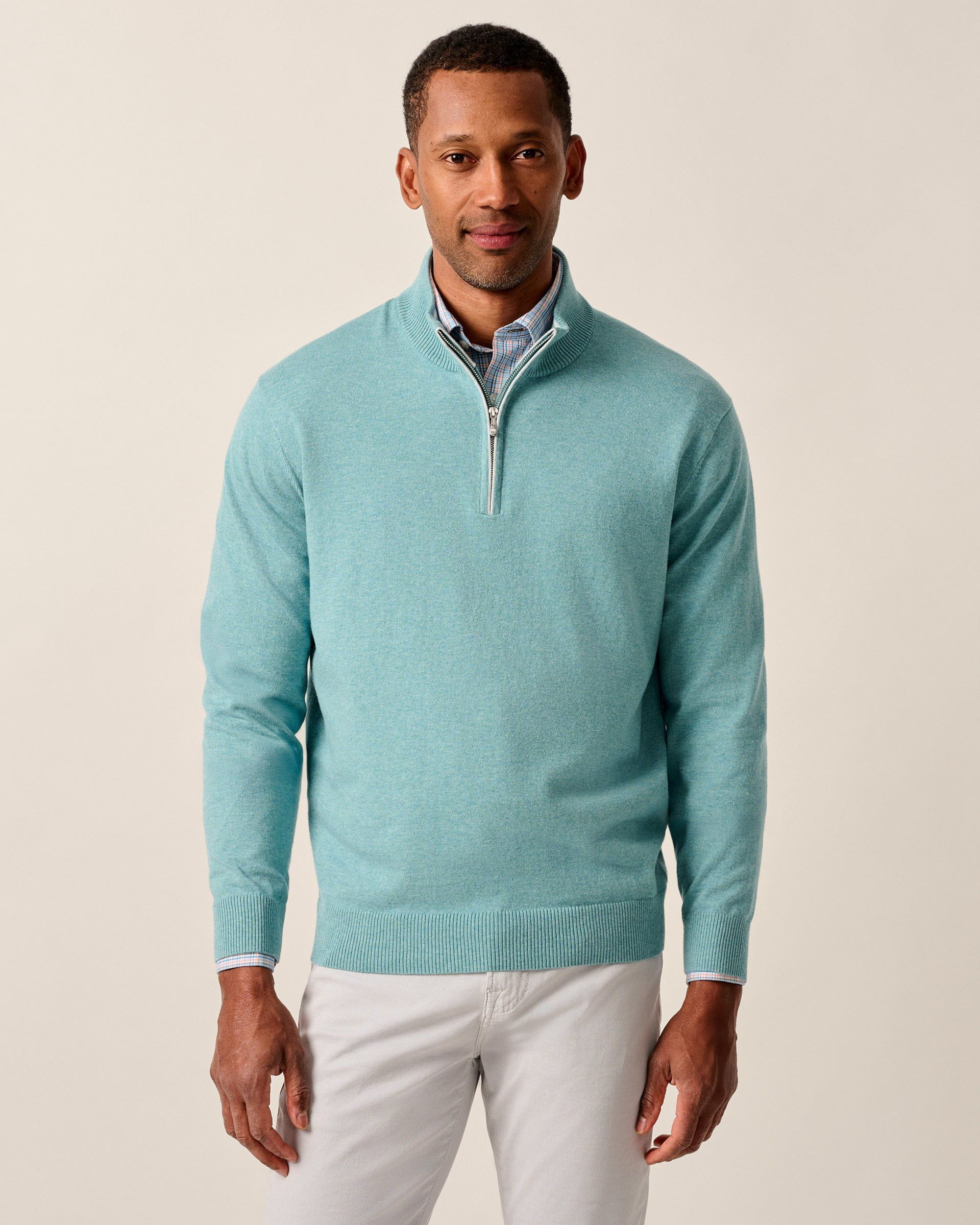 Johnnie-O Desmond Plaited Cotton Blend 1/4 Zip Sweater
