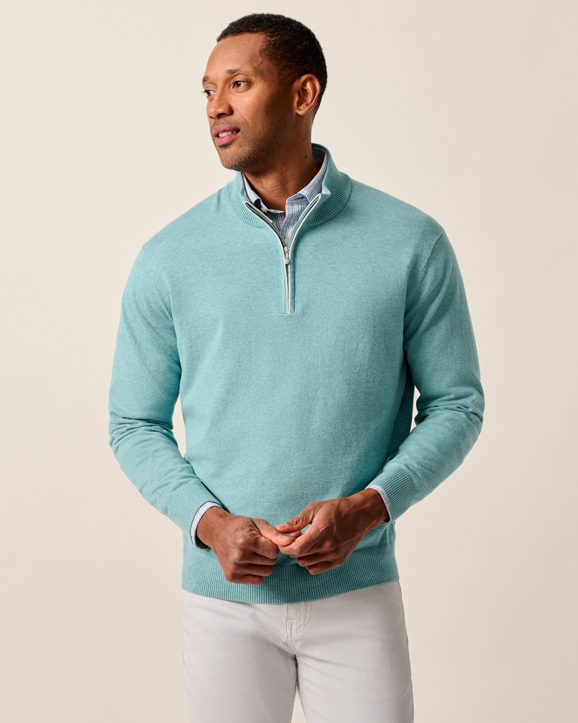 Johnnie-O Desmond Plaited Cotton Blend 1/4 Zip Sweater
