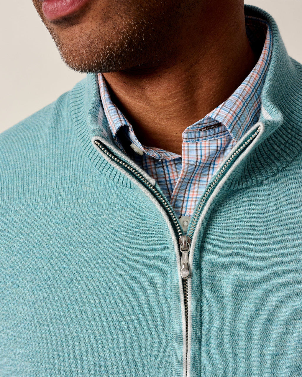 Johnnie-O Desmond Plaited Cotton Blend 1/4 Zip Sweater