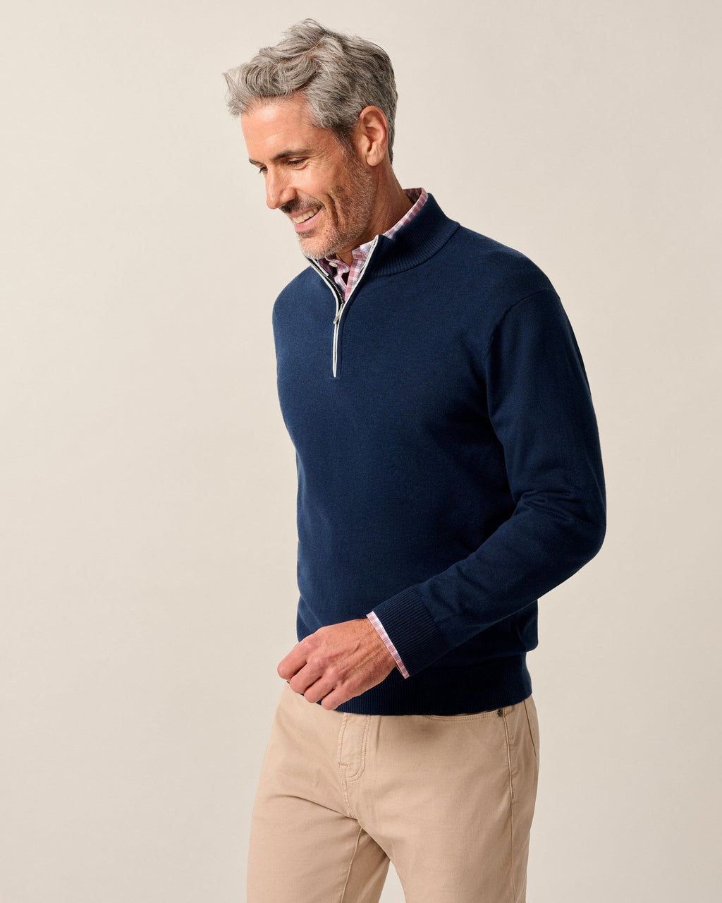 Johnnie-O Desmond Plaited Cotton Blend 1/4 Zip Sweater