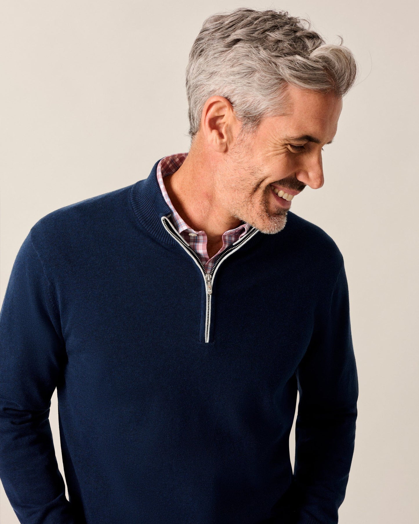 Johnnie-O Desmond Plaited Cotton Blend 1/4 Zip Sweater