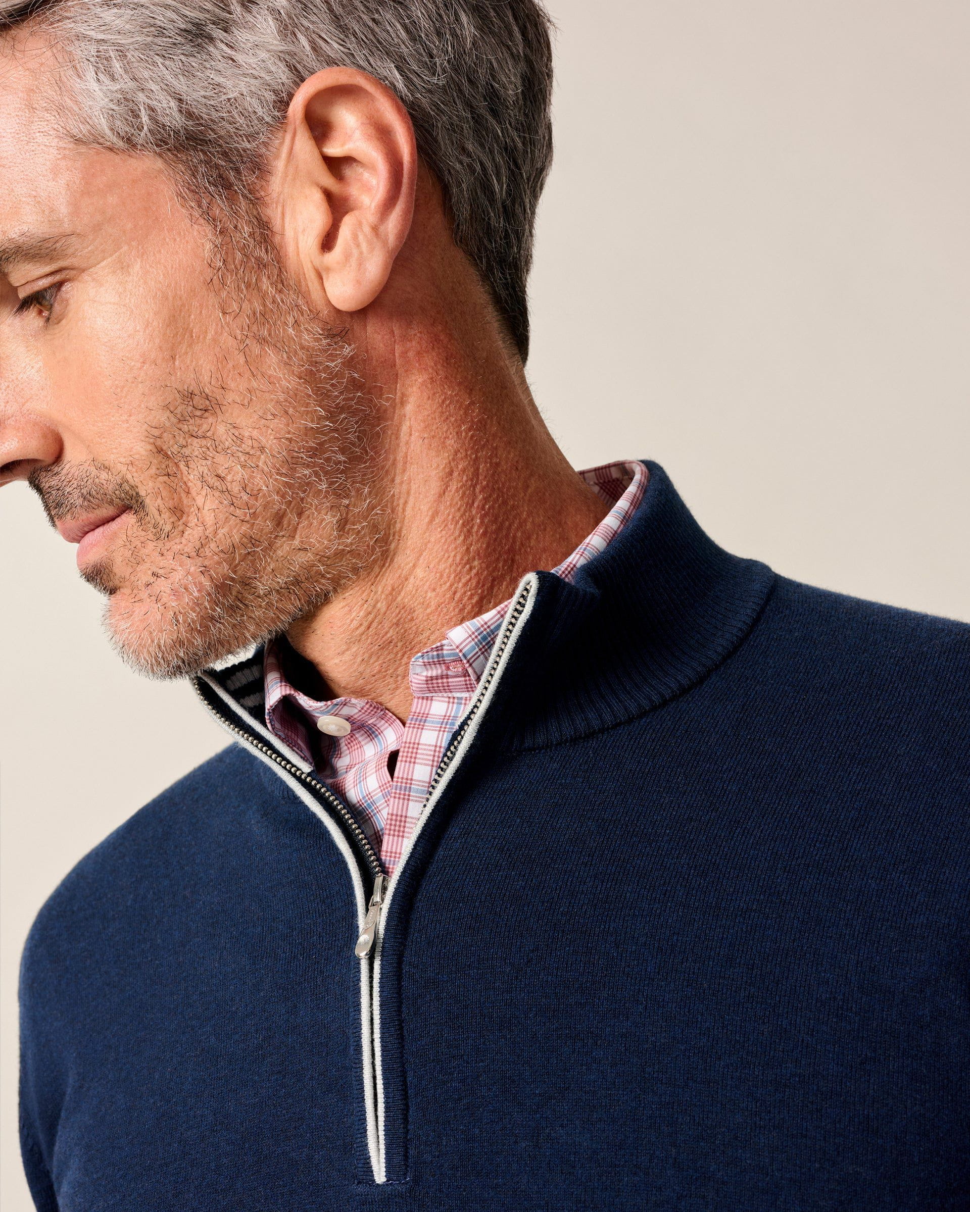 Johnnie-O Desmond Plaited Cotton Blend 1/4 Zip Sweater