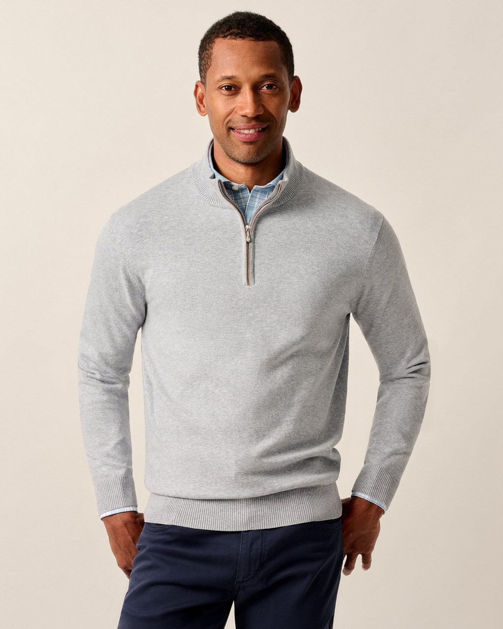 Johnnie-O Desmond Plaited Cotton Blend 1/4 Zip Sweater
