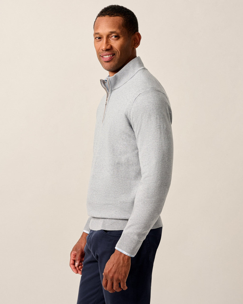 Johnnie-O Desmond Plaited Cotton Blend 1/4 Zip Sweater