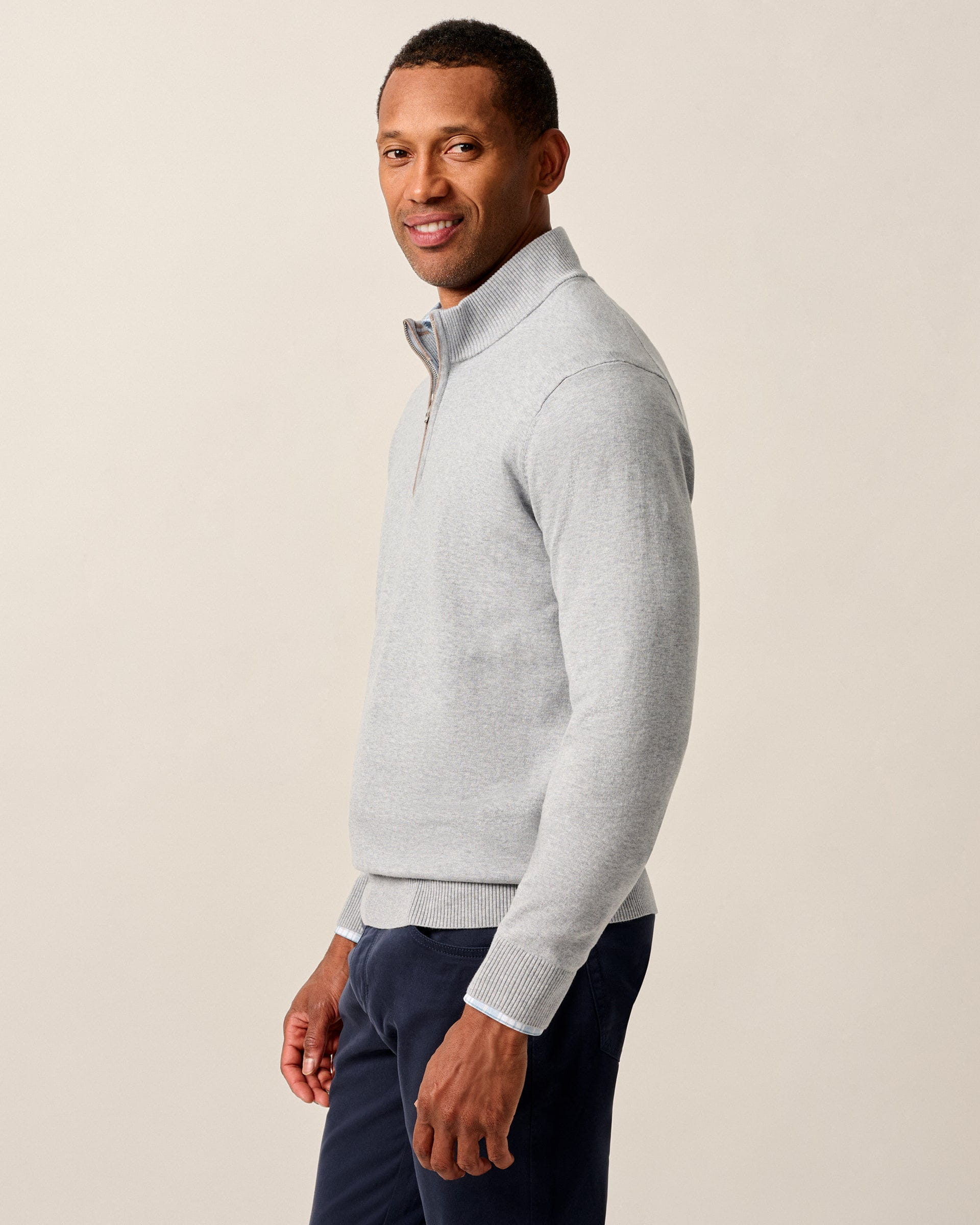 Johnnie-O Desmond Plaited Cotton Blend 1/4 Zip Sweater