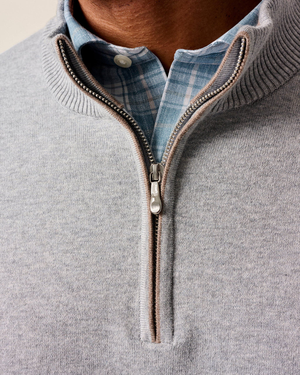 Johnnie-O Desmond Plaited Cotton Blend 1/4 Zip Sweater, Pebble