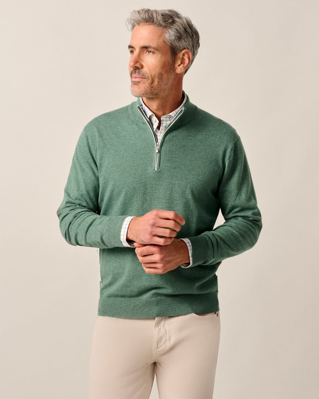 Johnnie-O Desmond Plaited Cotton Blend 1/4 Zip Sweater