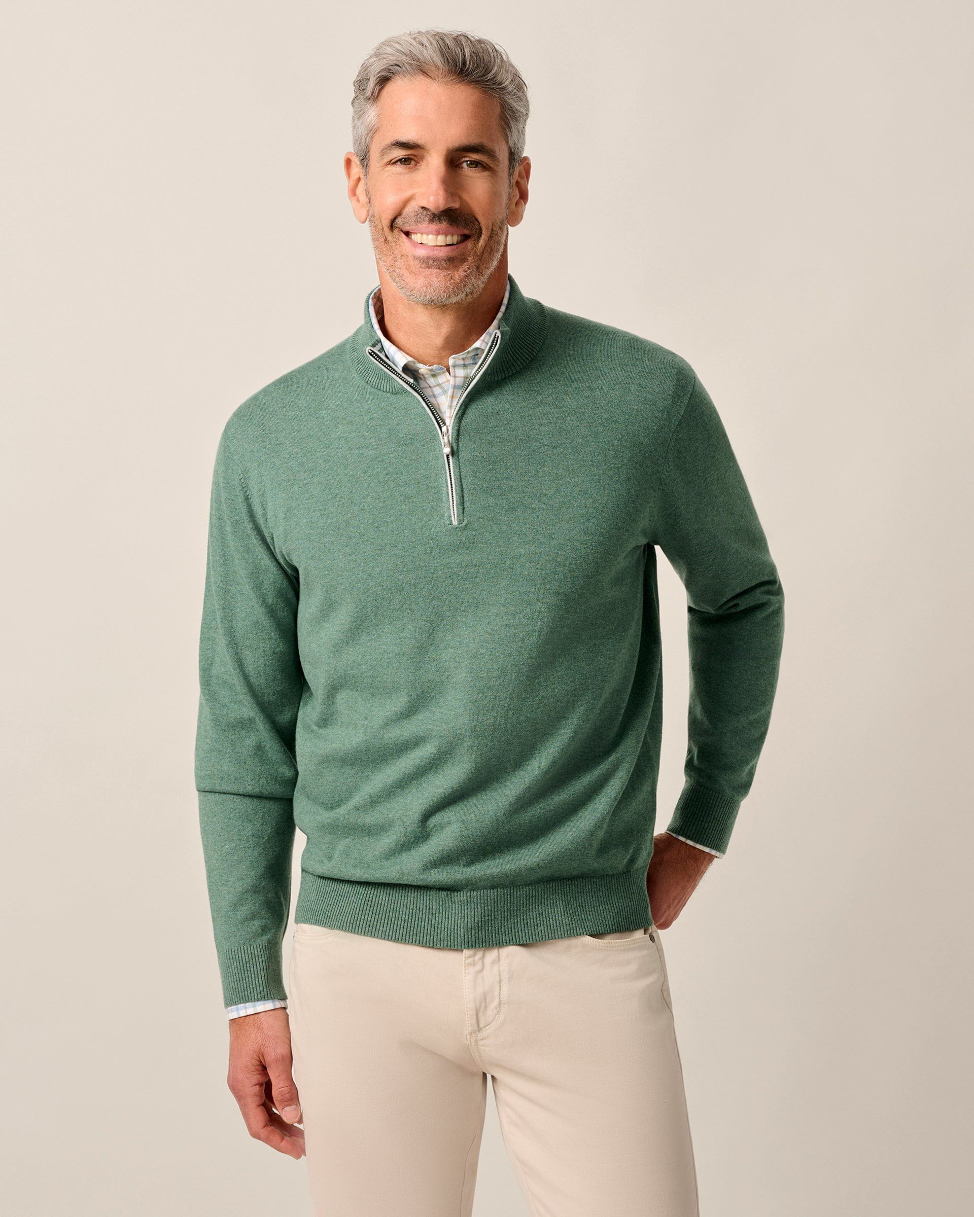 Johnnie-O Desmond Plaited Cotton Blend 1/4 Zip Sweater