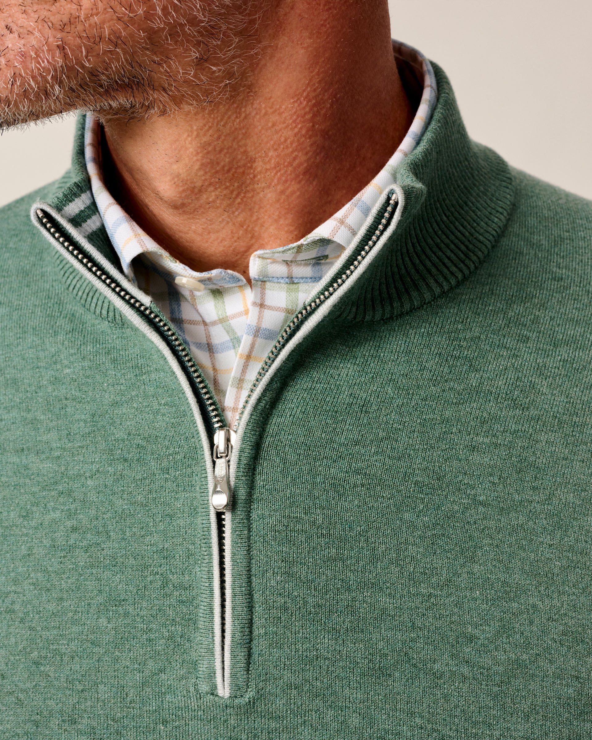 Johnnie-O Desmond Plaited Cotton Blend 1/4 Zip Sweater