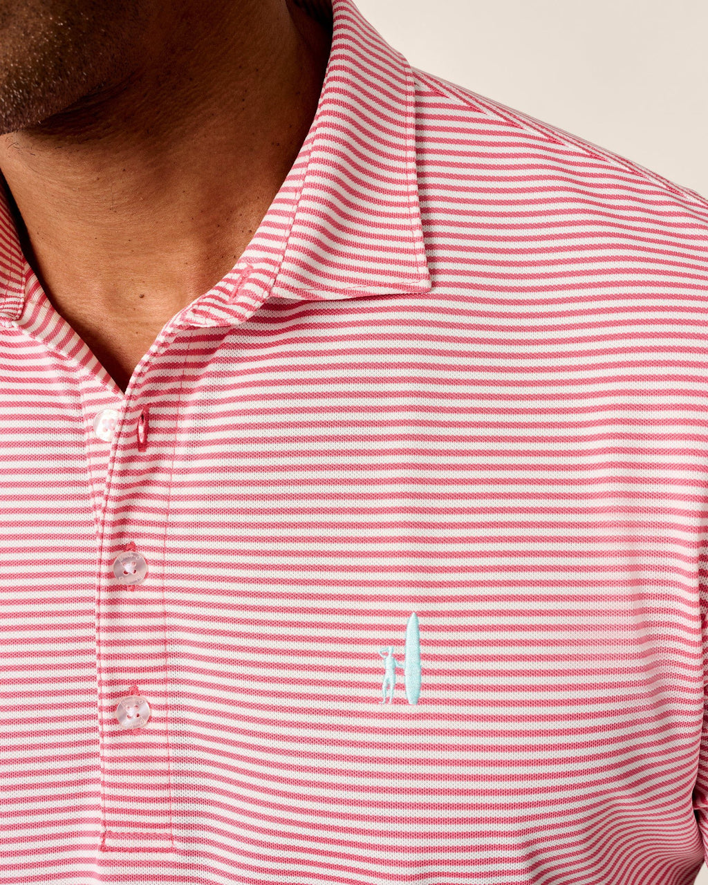 Johnnie-O Performance Mesh Polo - Dru Stripe, Azalea