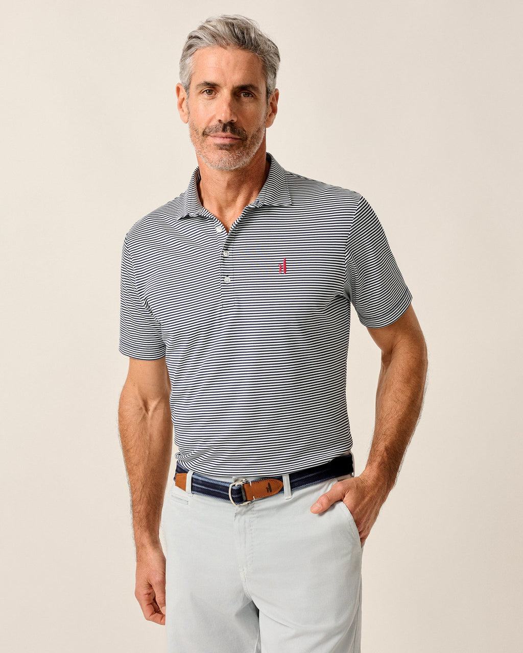 Johnnie-O Performance Mesh Polo - Dru Stripe, Navy