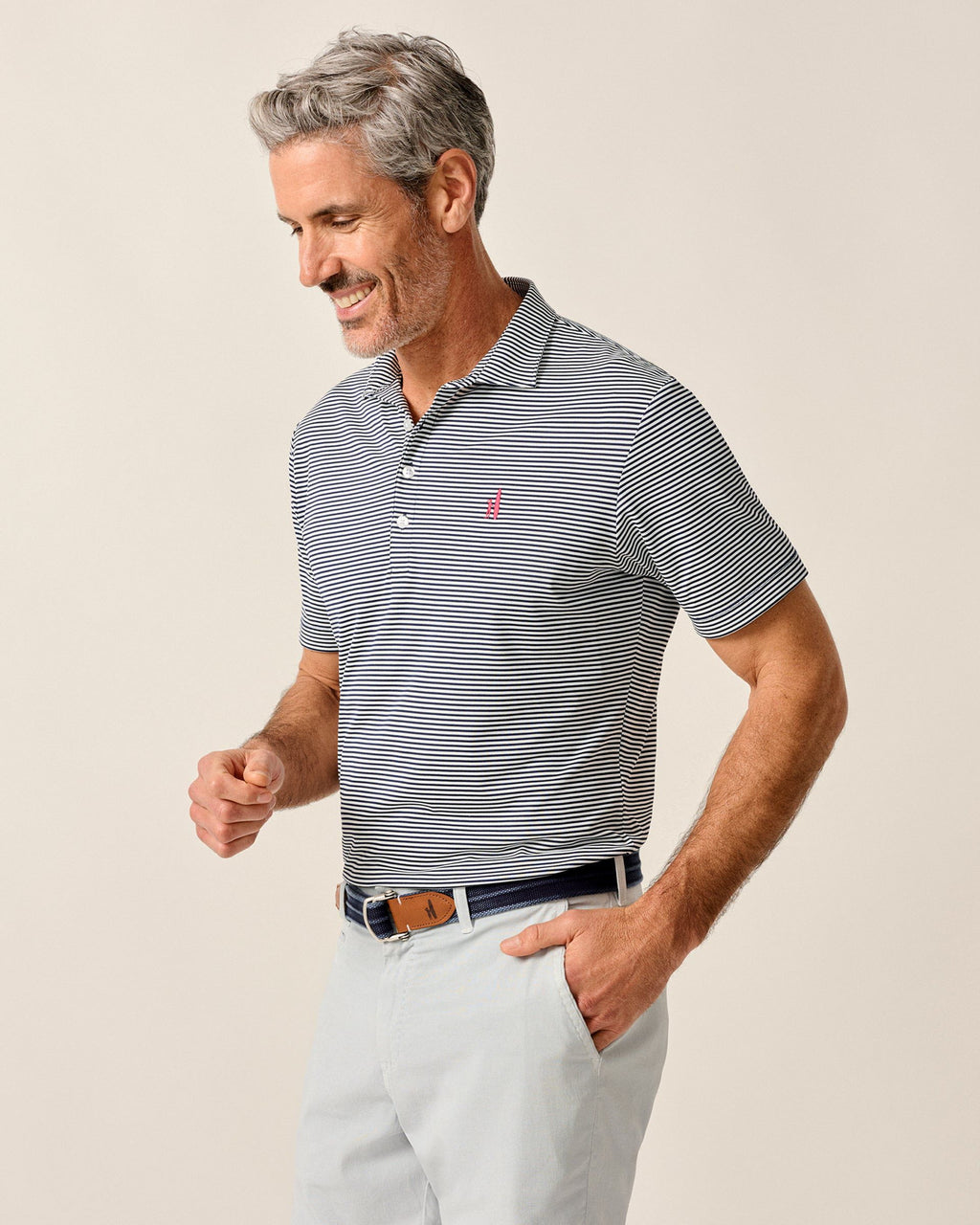 Johnnie-O Performance Mesh Polo - Dru Stripe, Navy
