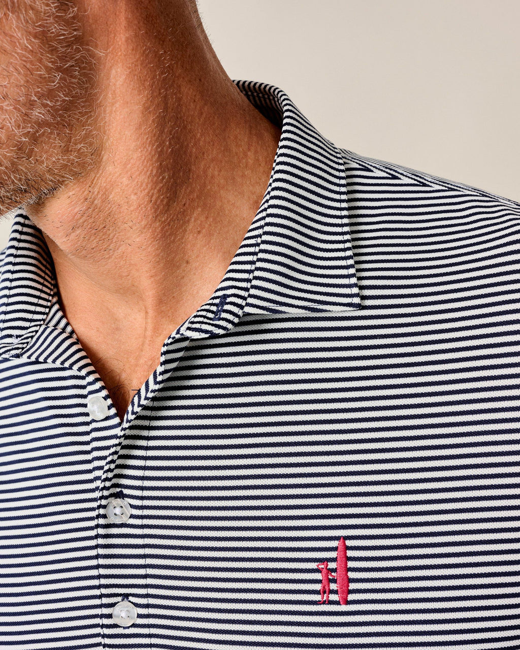 Johnnie-O Performance Mesh Polo - Dru Stripe, Navy