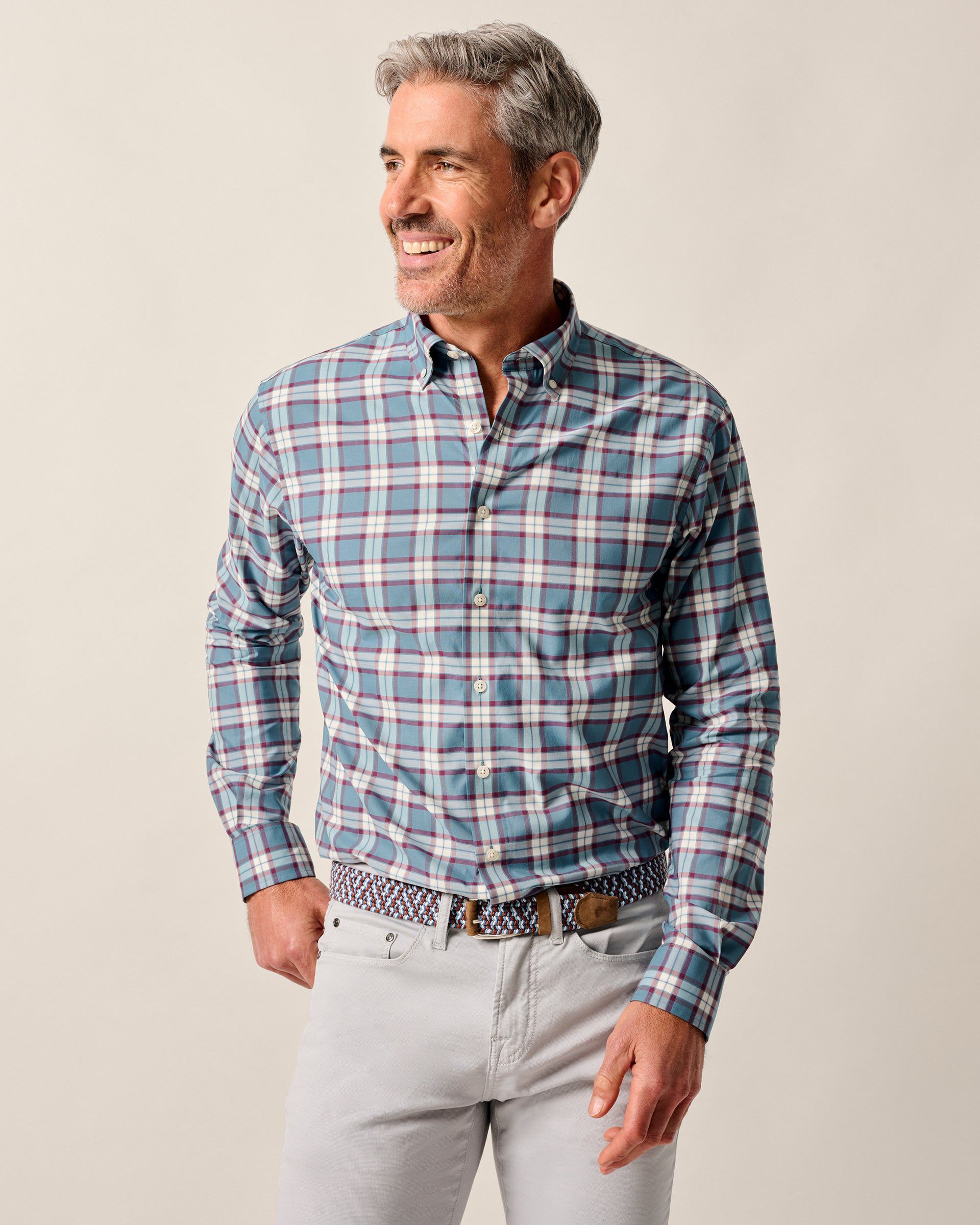 Johnnie-O Featherweight Performance Button Down Shirt - Feldy, Laguna Blue