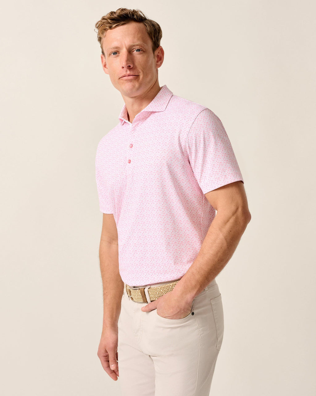 Johnnie-O Performance Mesh Polo - Flock Yeah, Azalea