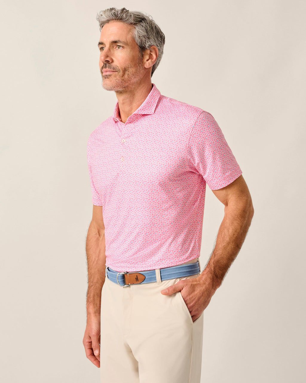 Johnnie-O Featherweight Performance Polo - Four Leaf, Azalea