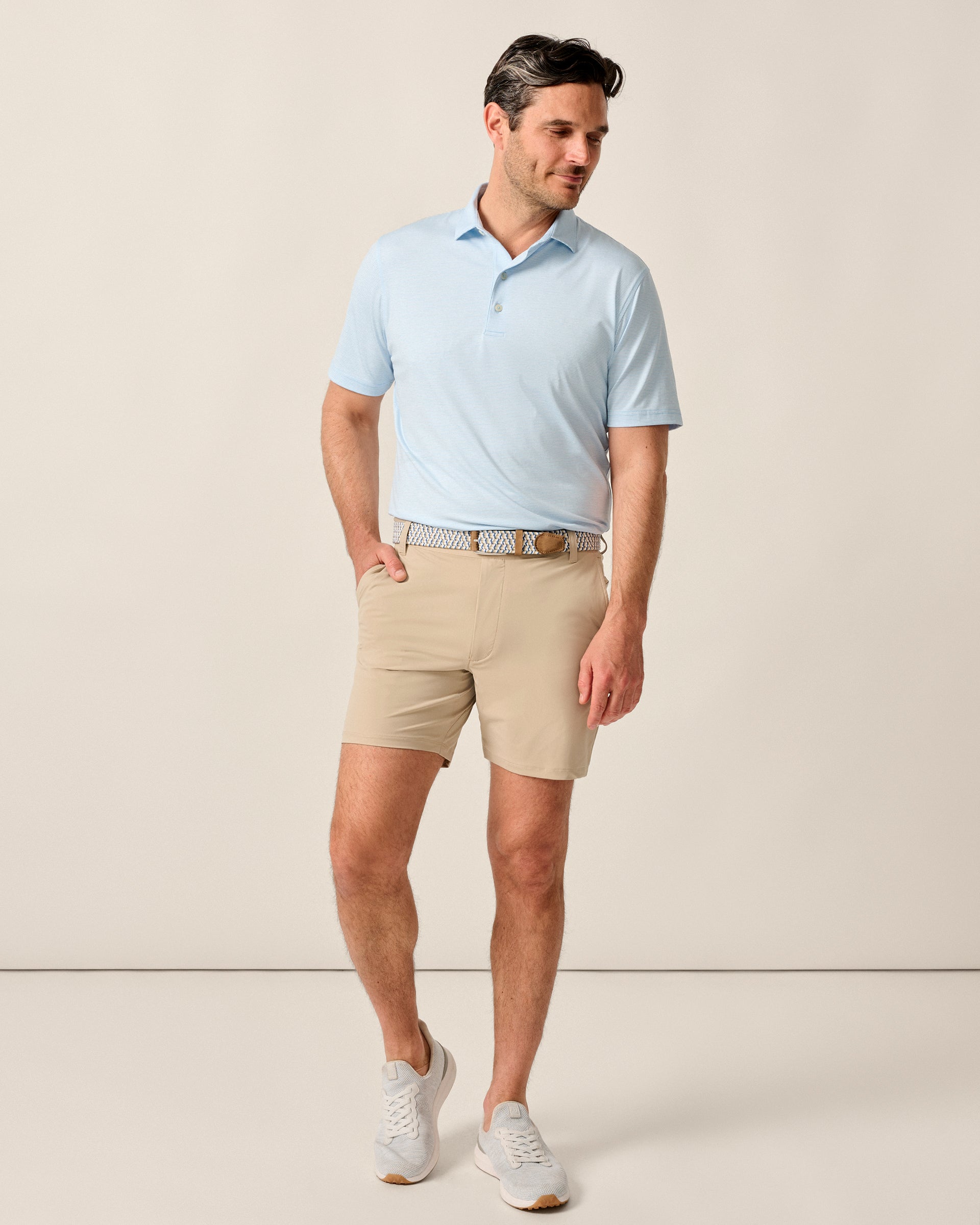 Johnnie-O Fusion Knit Performance Pull-On Short - 7", Khaki