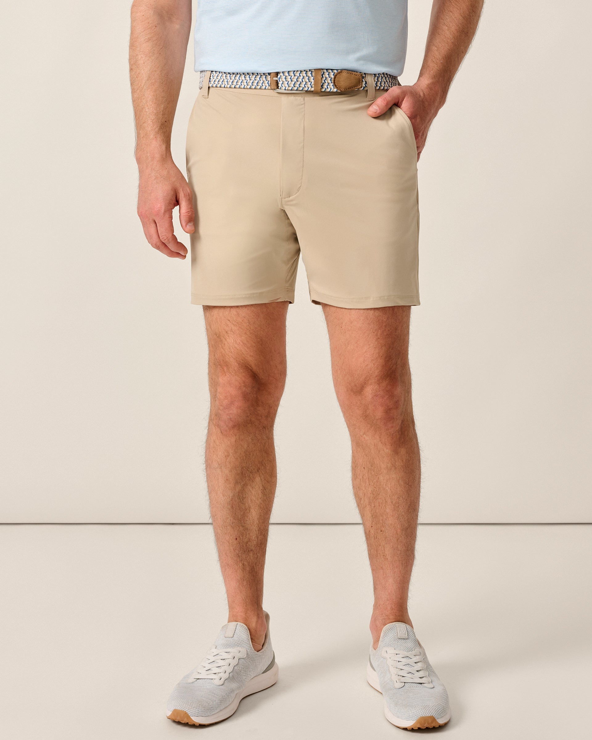 Johnnie-O Fusion Knit Performance Pull-On Short - 7", Khaki