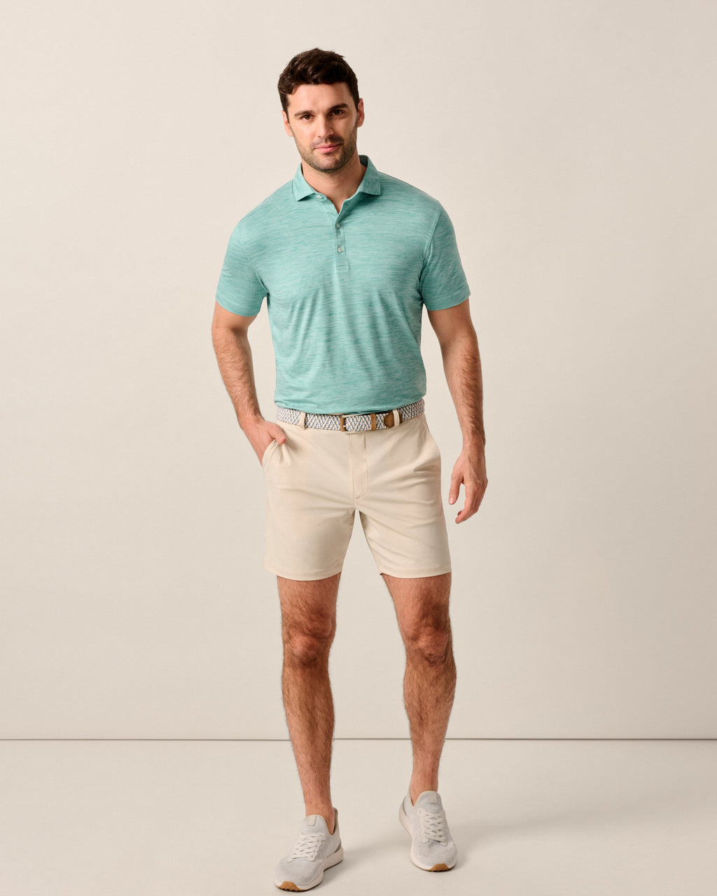 Johnnie-O Fusion Knit Performance Pull-On Short - 7", Stone