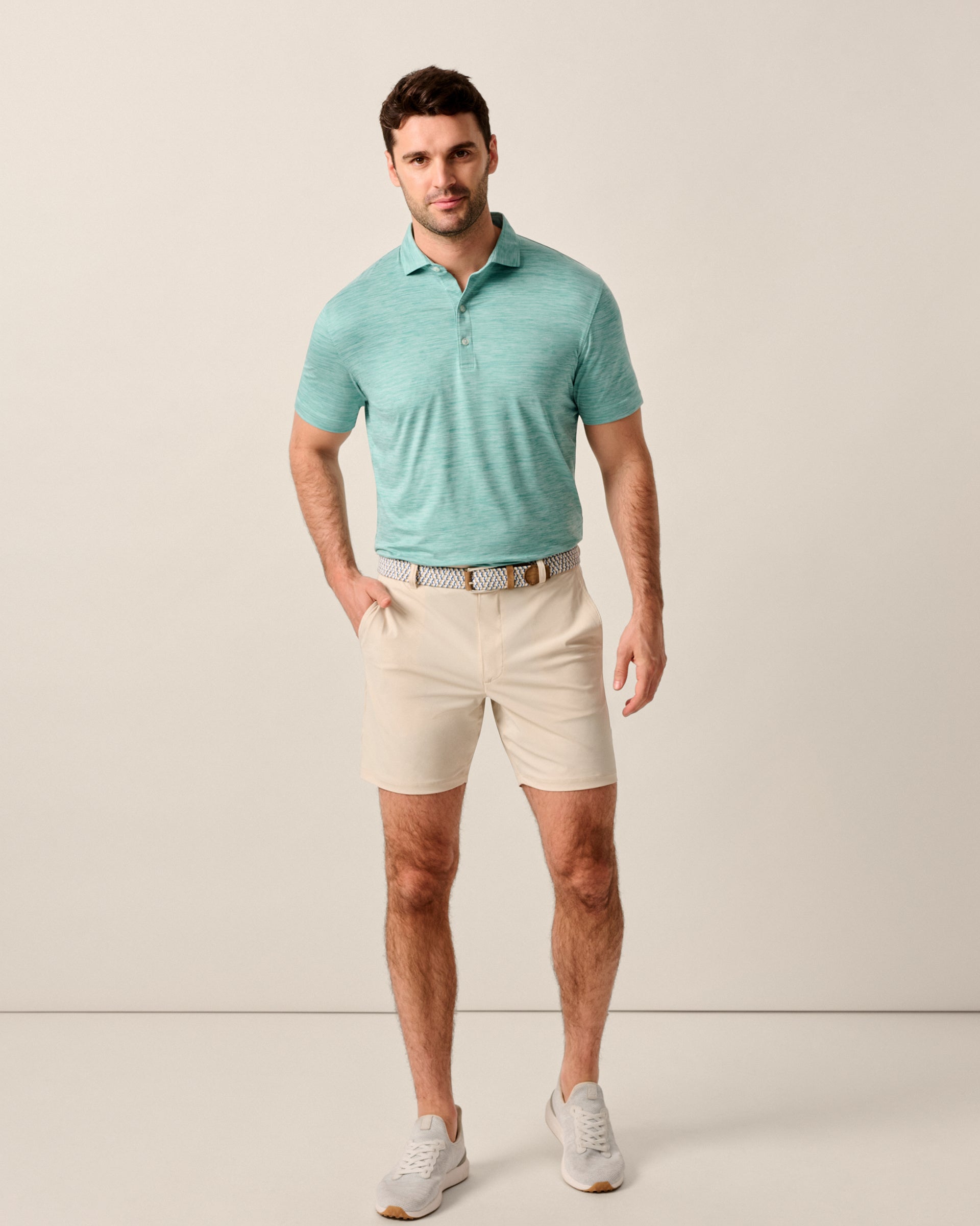 Johnnie-O Fusion Knit Performance Pull-On Short - 7", Stone