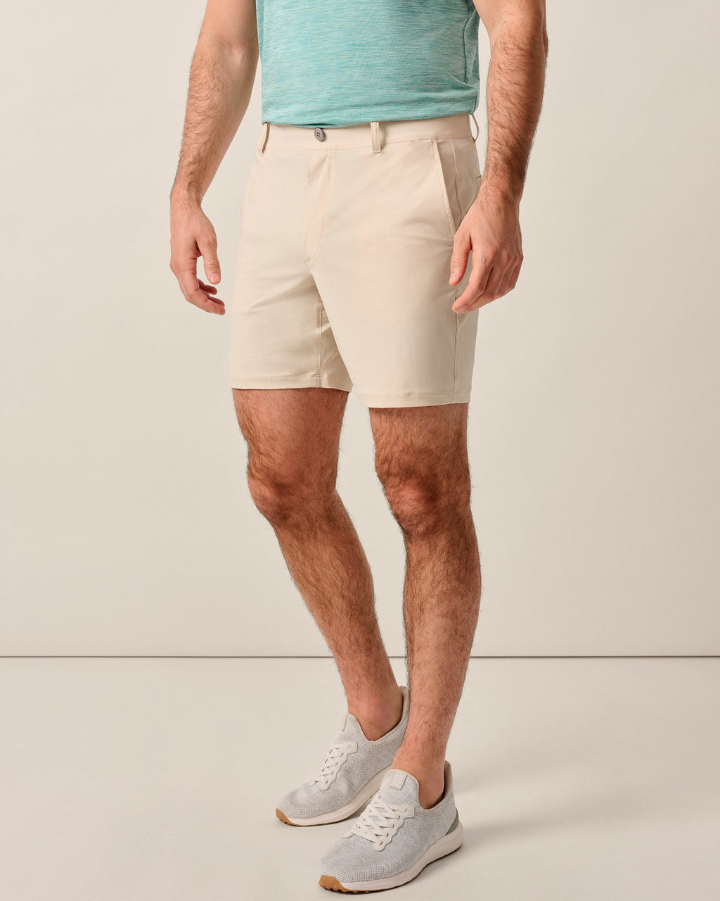 Johnnie-O Fusion Knit Performance Pull-On Short - 7", Stone