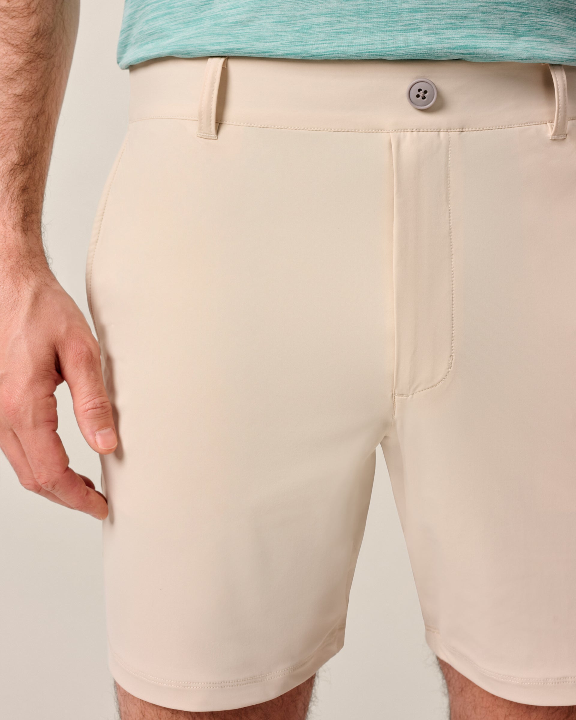 Johnnie-O Fusion Knit Performance Pull-On Short - 7", Stone