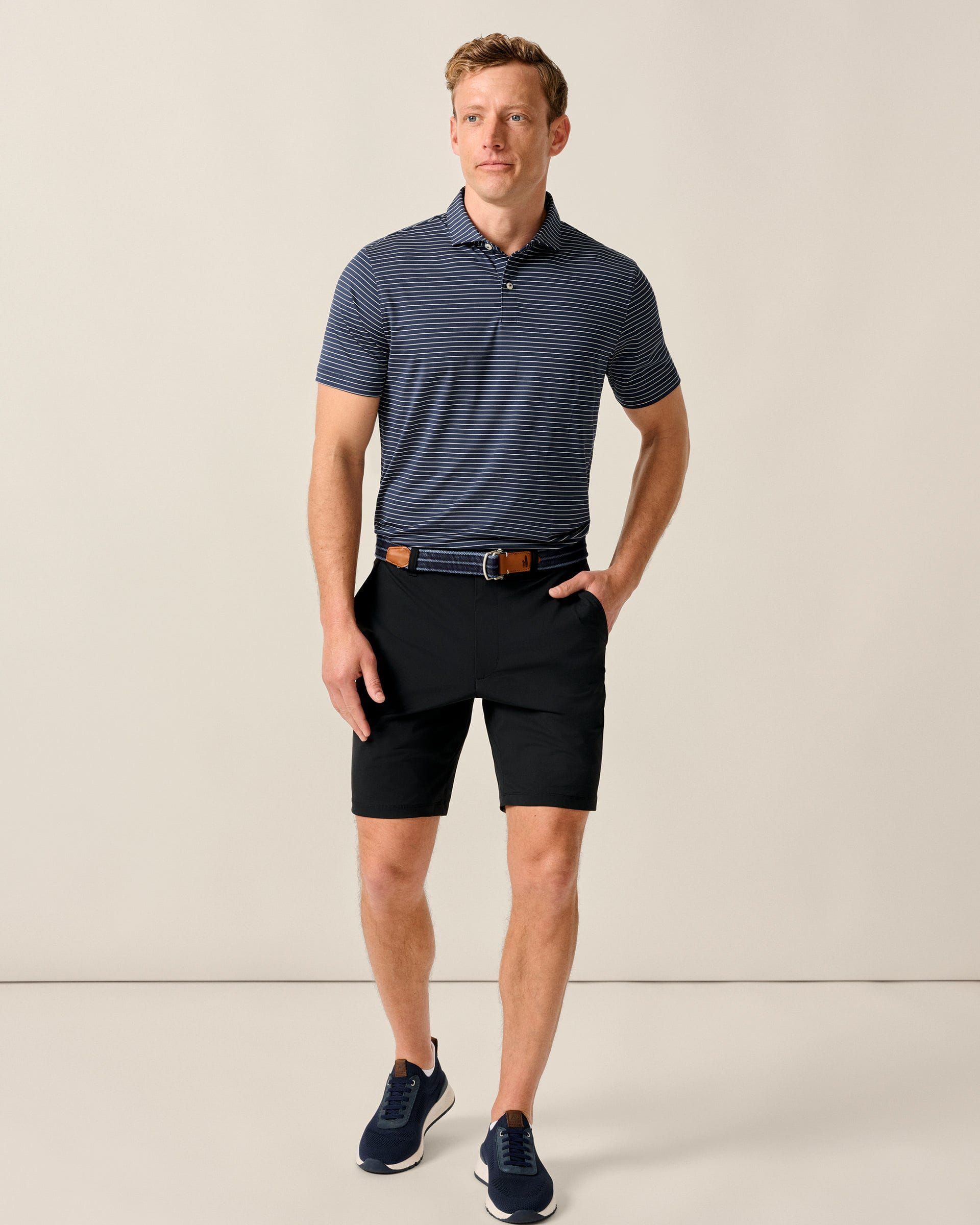 Johnnie-O Fusion Knit Performance Pull-On Short - 9", Black
