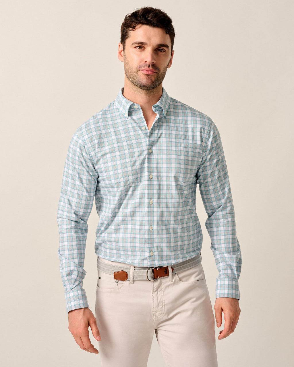 Johnnie-O Everyday Performance Button Down Shirt - Gatlin, Light Gray