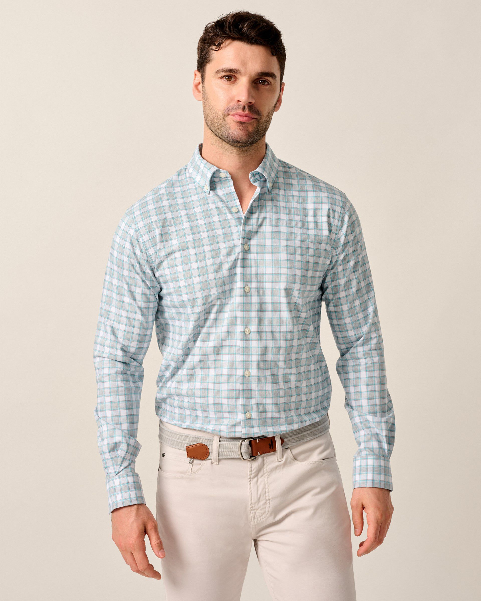 Johnnie-O Everyday Performance Button Down Shirt - Gatlin, Light Gray