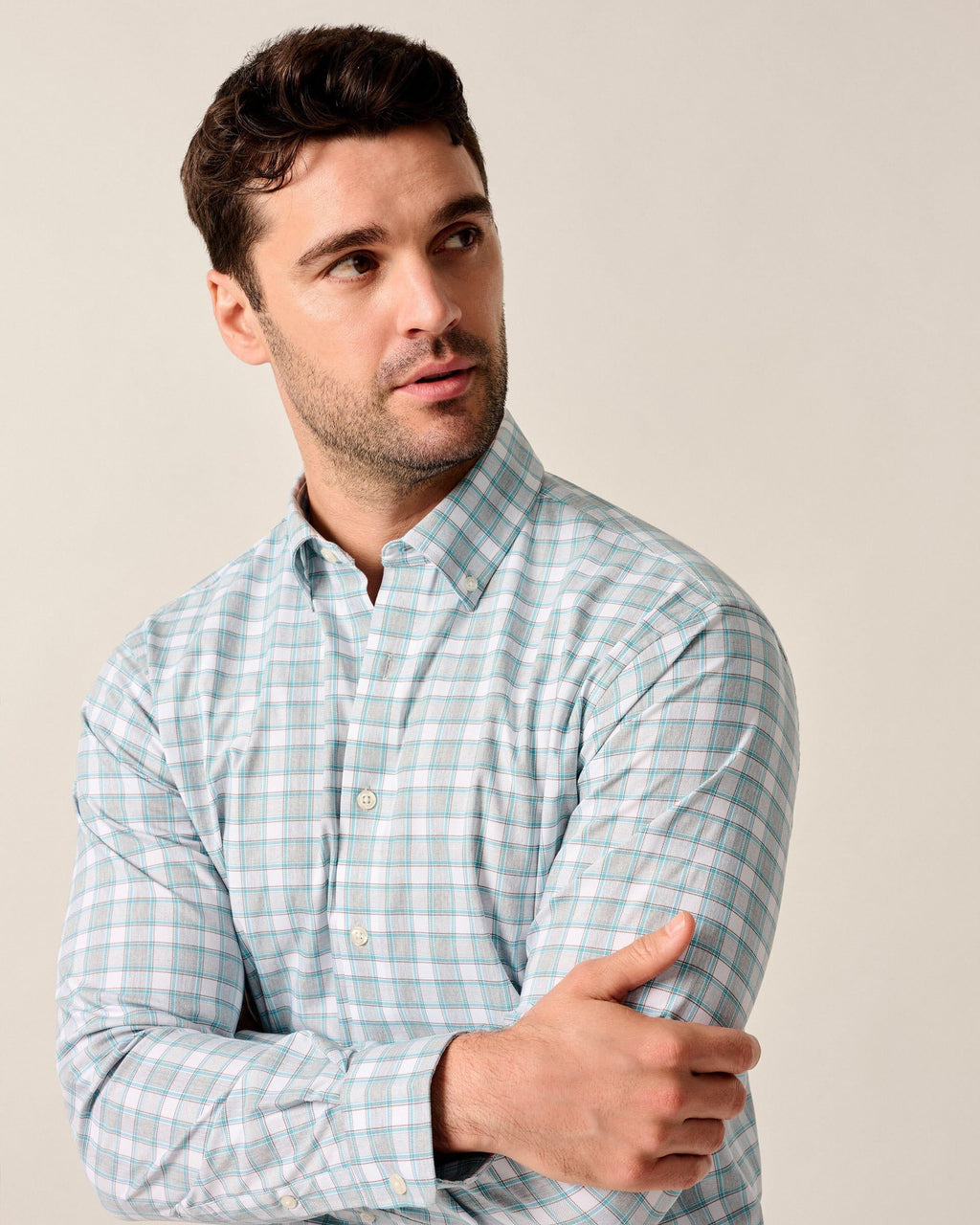 Johnnie-O Everyday Performance Button Down Shirt - Gatlin, Light Gray