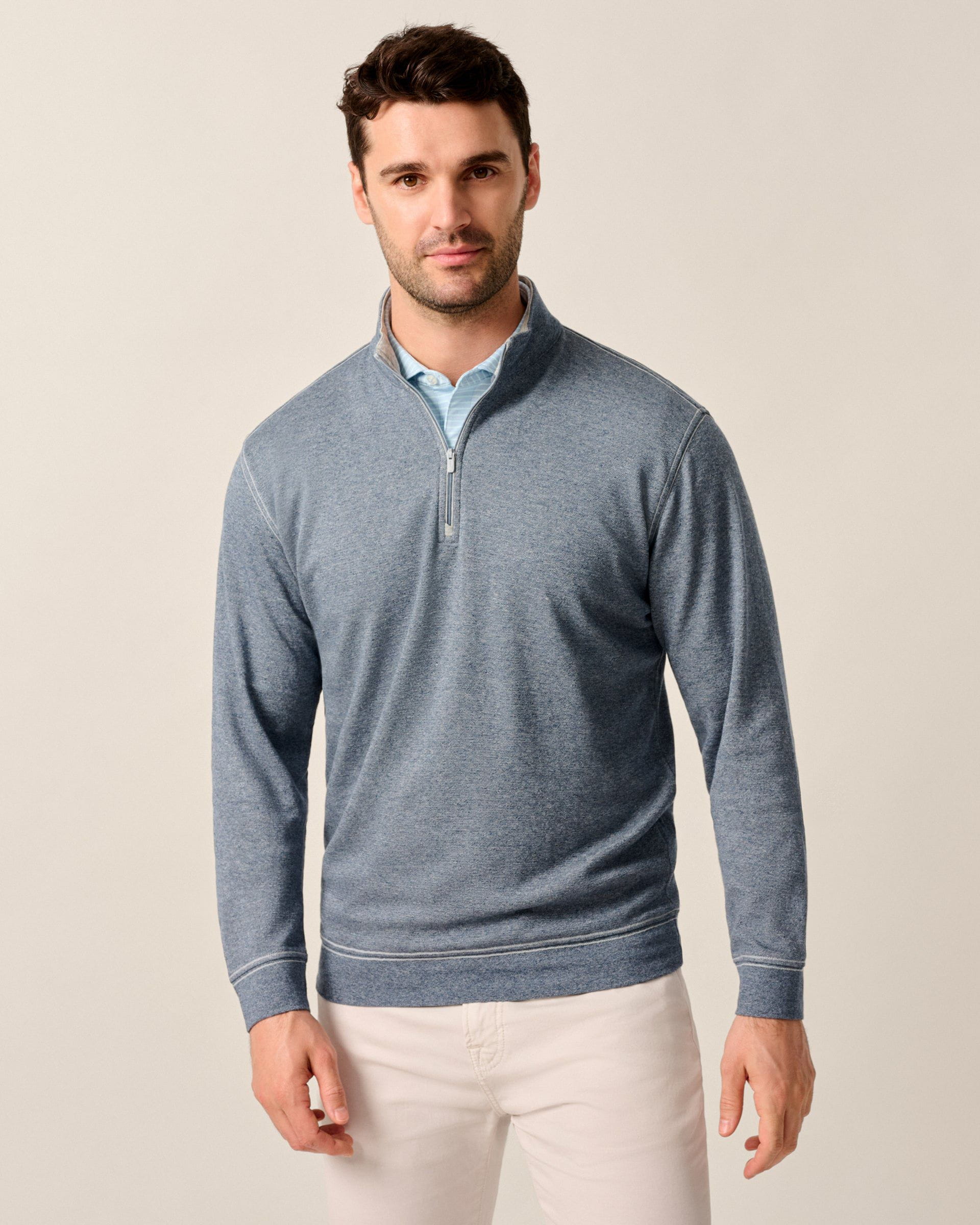 Johnnie-O Hanks Lightweight Textured 1/4 Zip Pullover, Navy