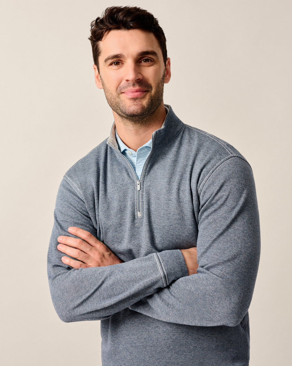 Johnnie-O Hanks Lightweight Textured 1/4 Zip Pullover, Navy
