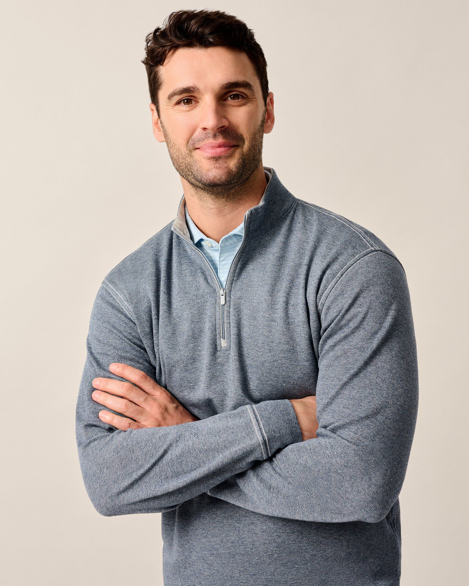 Johnnie-O Hanks Lightweight Textured 1/4 Zip Pullover, Navy