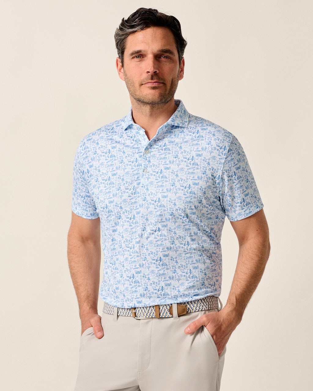 Johnnie-O Performance Jersey Polo - 20 Years of JO Print, Palisades Blue